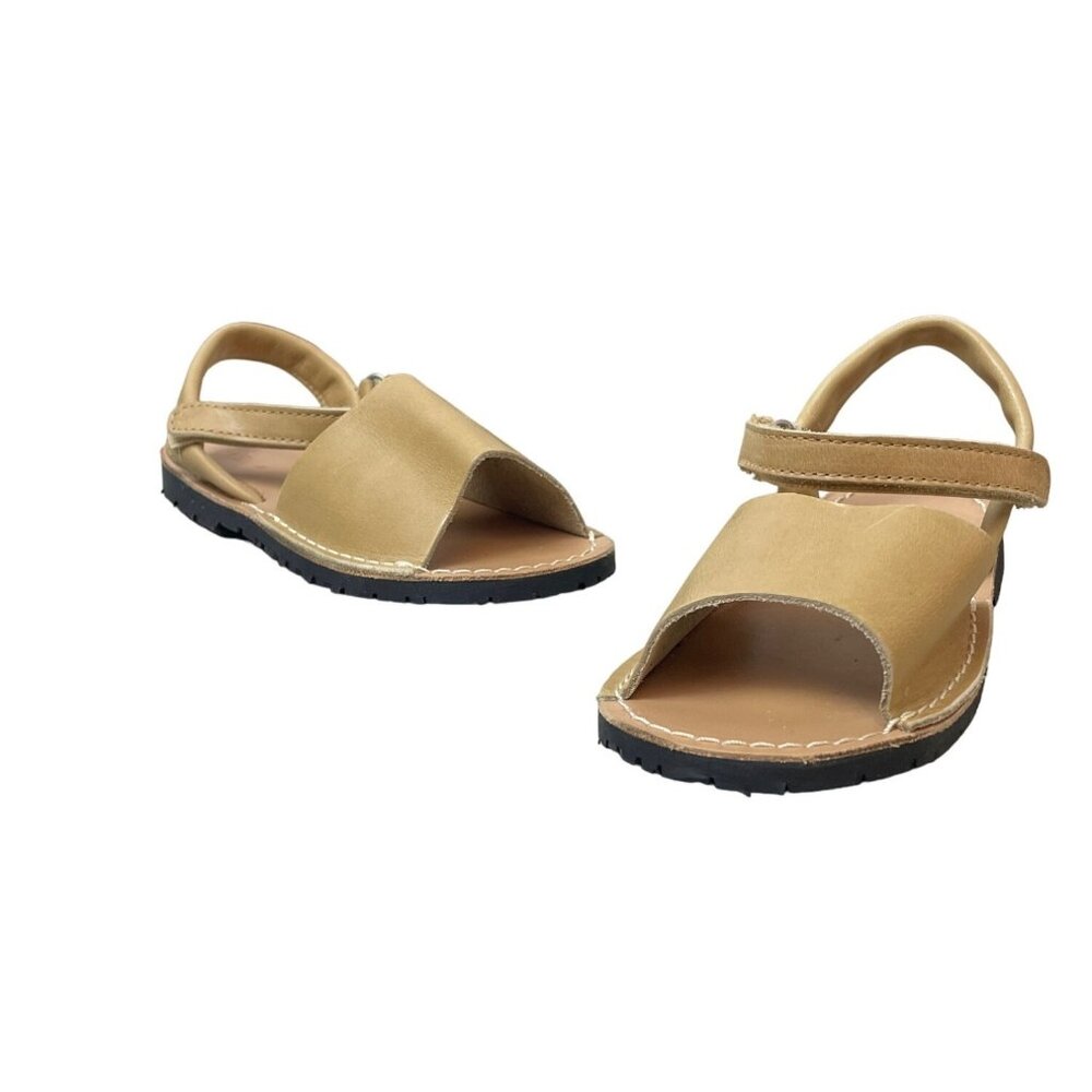 Zara Youth Girl's Light Brown Leather  Strappy Sandals Sz 10.5